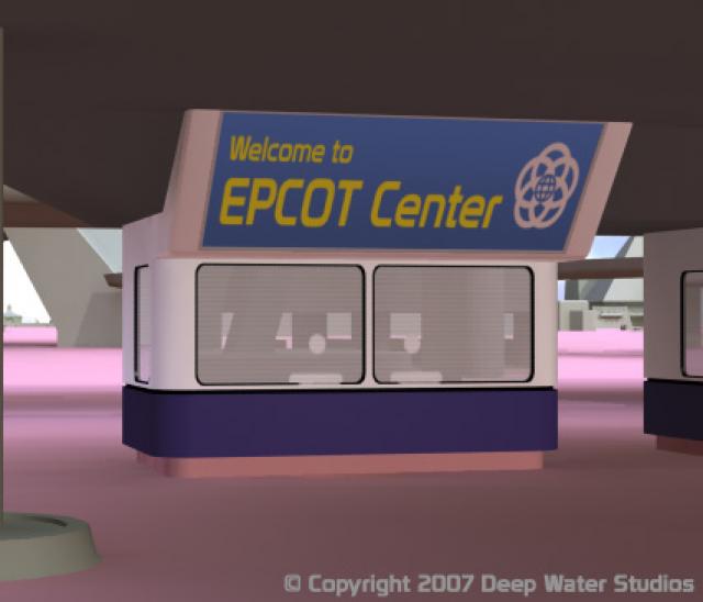 EPCOT Center entrance booth with basic materials applied