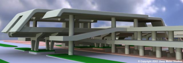 EPCOT Center Monorail Station test render 10