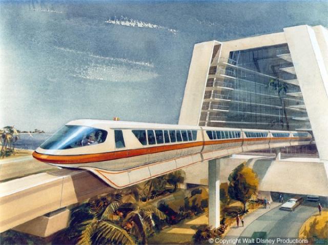 George McGinnisâ€™s Painting of the Walt Disney World Mark IV Monorail Exiting the Contemporary Hotel