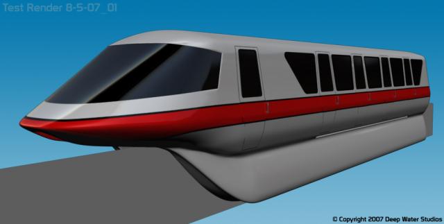 Walt Disney World Mark IV monorail red test render 8-5-07