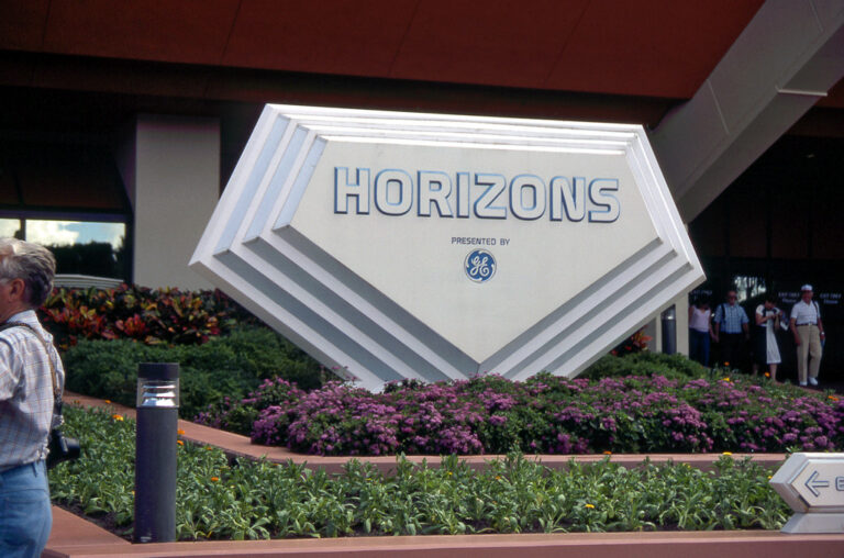 The Horizons pavilion entrance sign in EPCOT