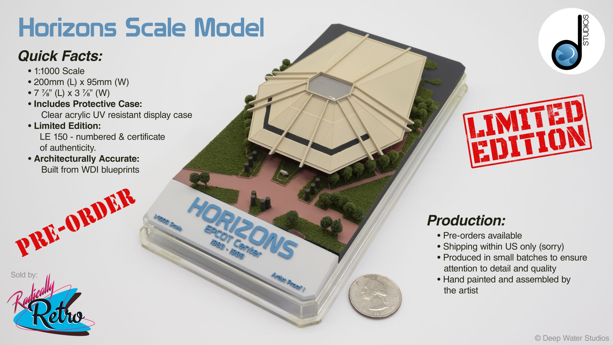 Scale model of the Horizons pavilion from EPCOT Center. Very Limited Edition (LE150) Available to Pre-Order Now.